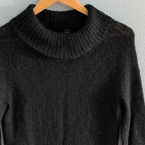 Club Monaco Lightweight Mohair Knit Black Cowl Neck Turtleneck Women's Sweater